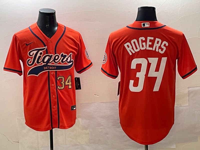 Men Detroit Tigers #34 Rogers Orange Joint Name Game 2025 Nike MLB Jersey style 2